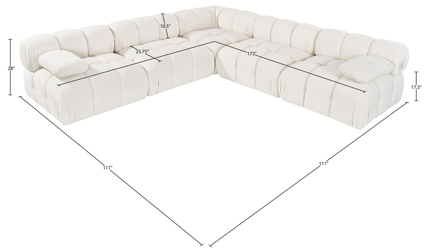 Orin - Velvet Fabric 5 Piece Modular Sectional