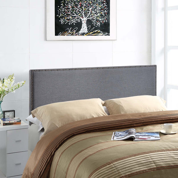 Region Nailhead Upholstered Headboard - Queen, Smoke
