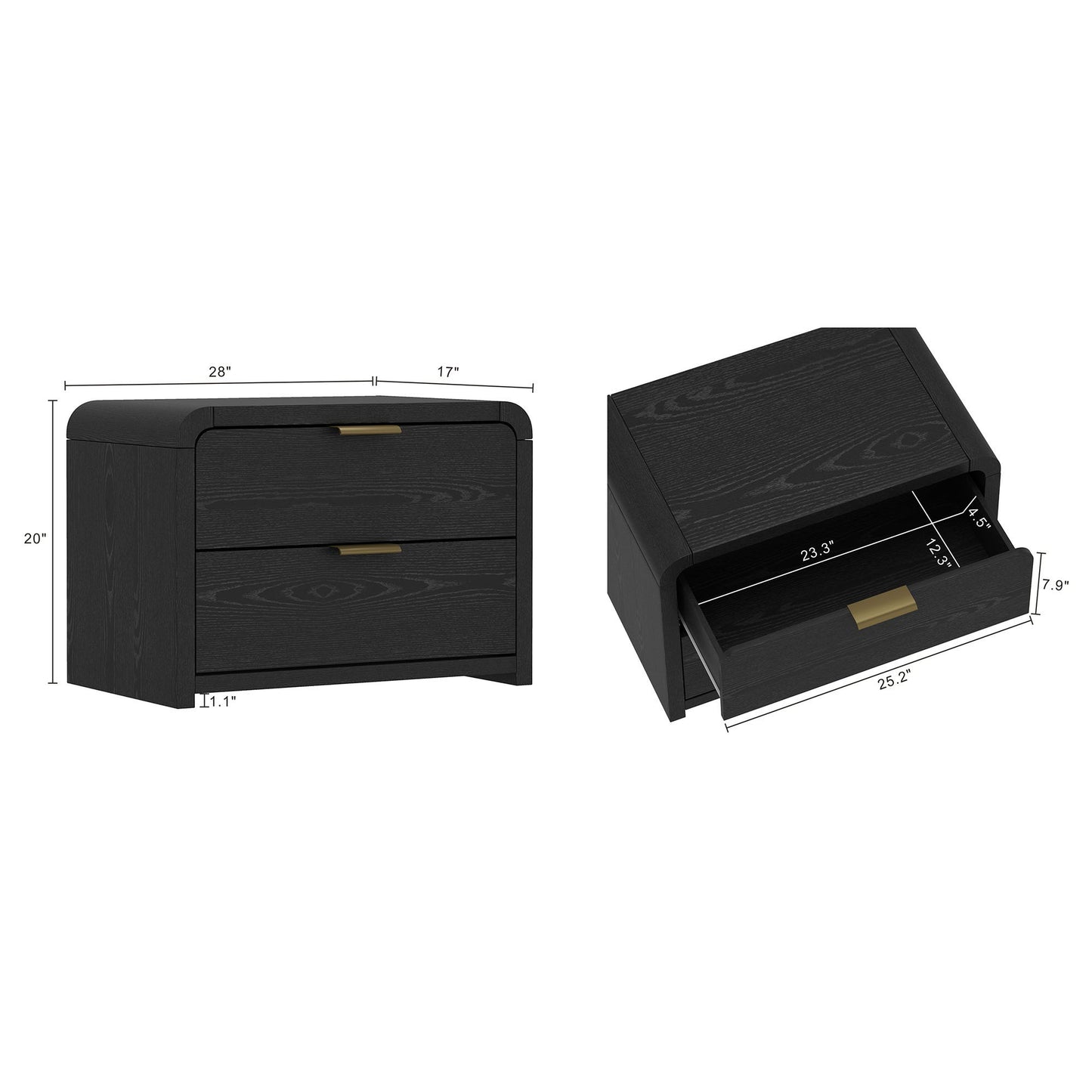 Manhattan Grace - Nightstand With Gold Handles