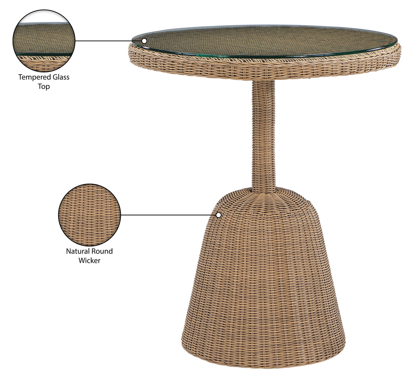 Seacrest - Tempered Glass Top And Wicker Outdoor Patio Counter Height Table