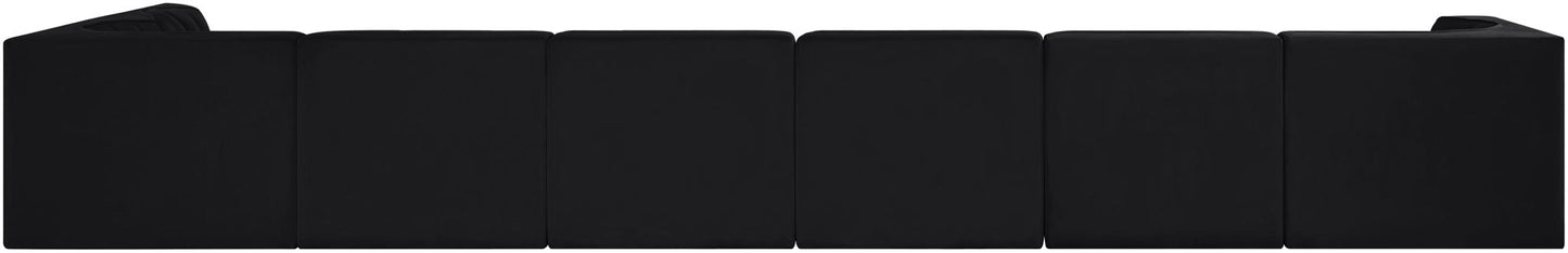 Rummi - Velvet Performance Fabric Upholstered 7 Piece Modular Sectional, L-Shaped (Right)