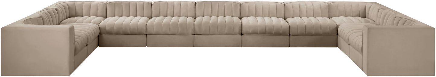 Rummi - Velvet Performance Fabric Upholstered 11 Piece Modular Sectional