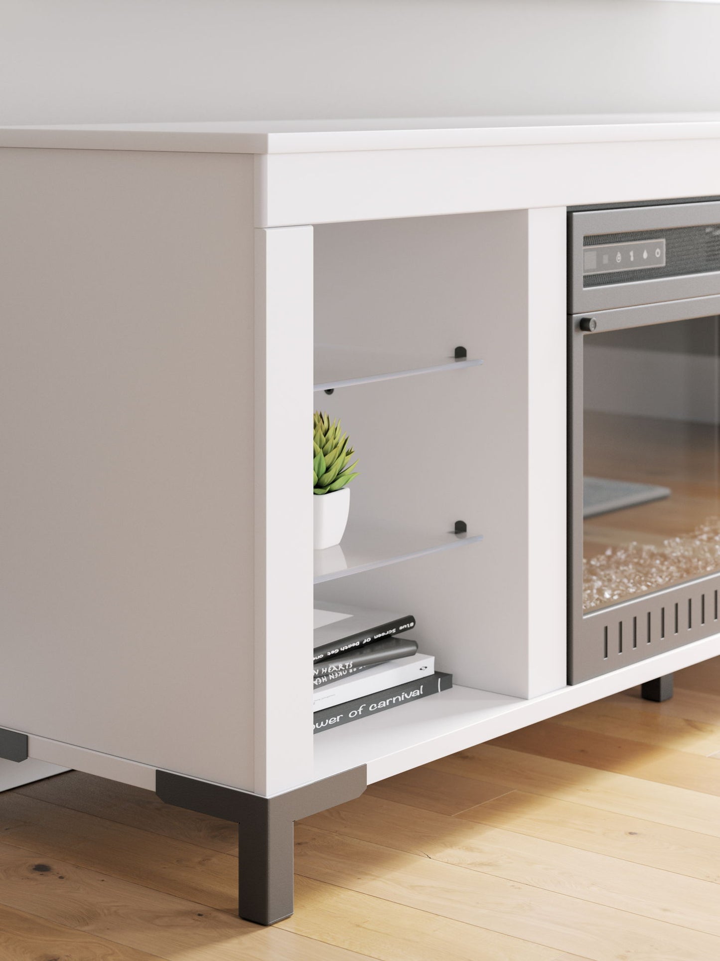 Brollevi - TV Stand With Fireplace - White