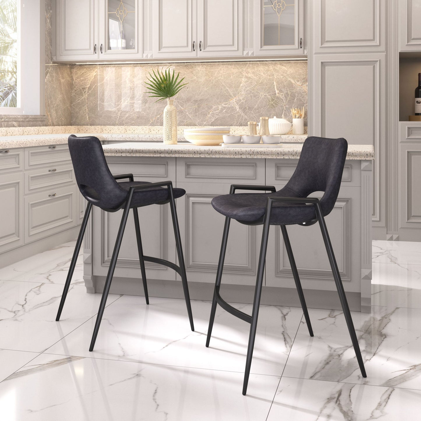 Desi - Counter Chair With Black Legs (Set of 2)