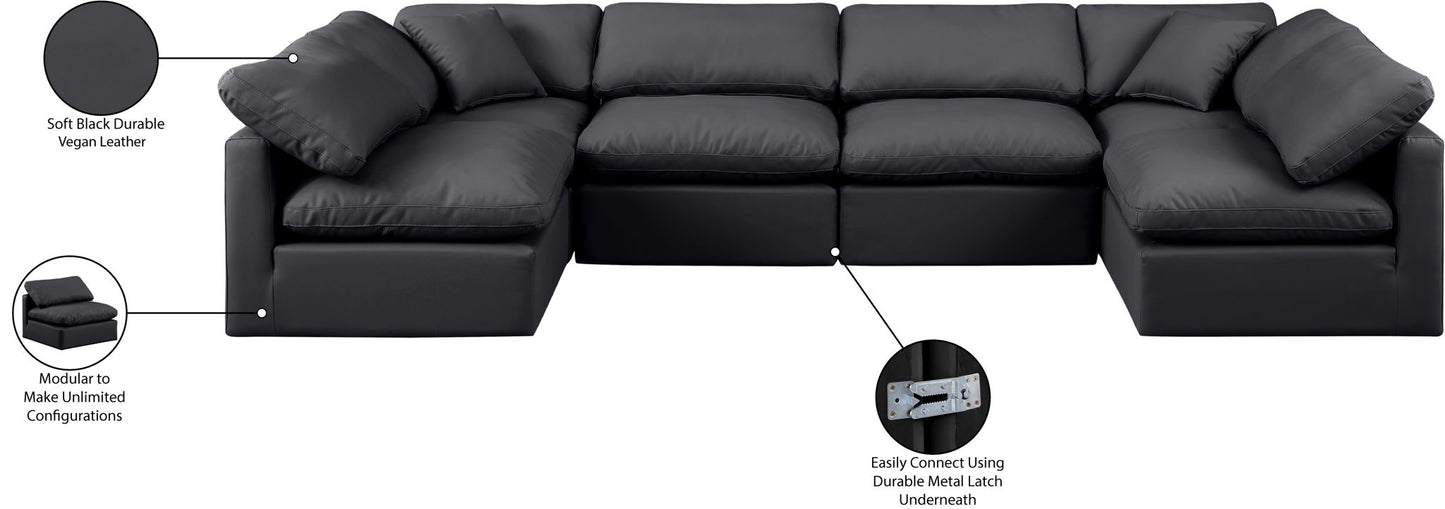 Indulge - Faux Leather 6 Piece Modular U-Shaped Sectional