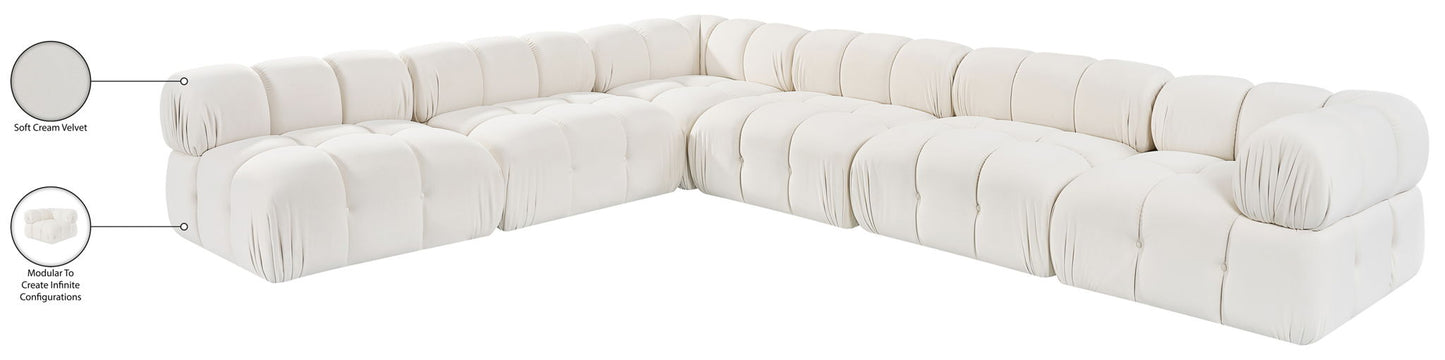Orin - Velvet 6 Piece Modular L-Shaped Sectional