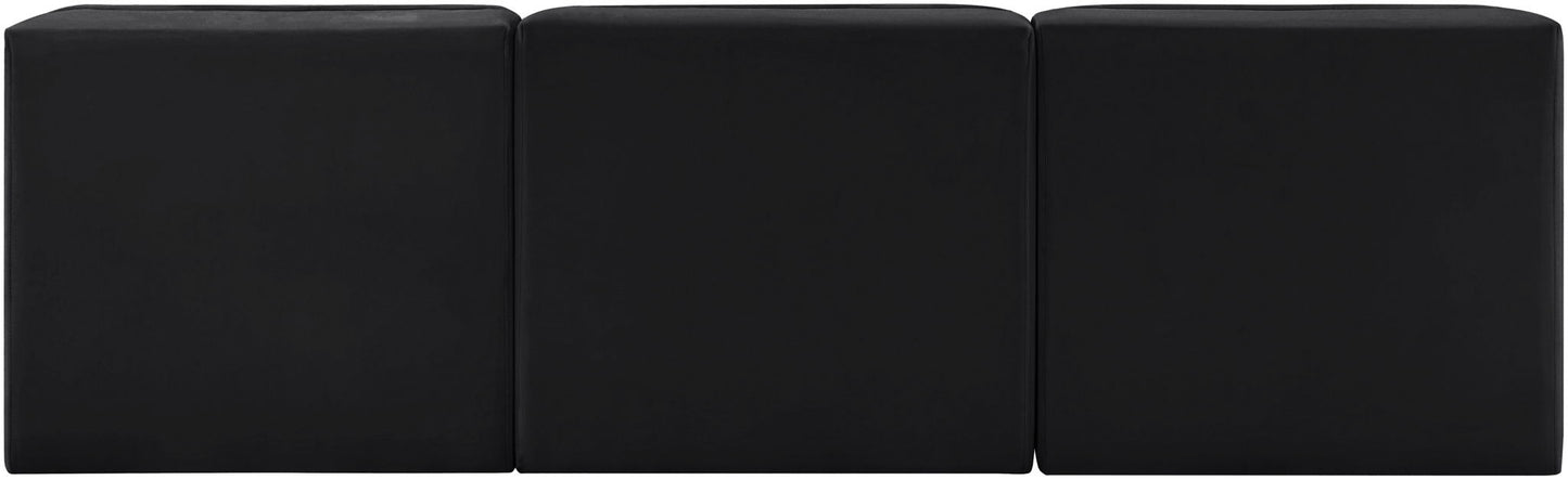 Rummi - Velvet Performance Fabric Upholstered 3 Piece Modular Armless Sofa