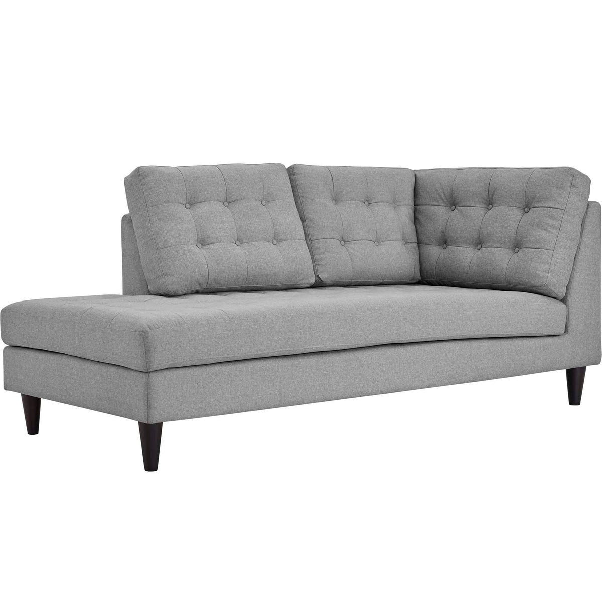 Empress Upholstered Fabric Left Facing Bumper - Light Gray