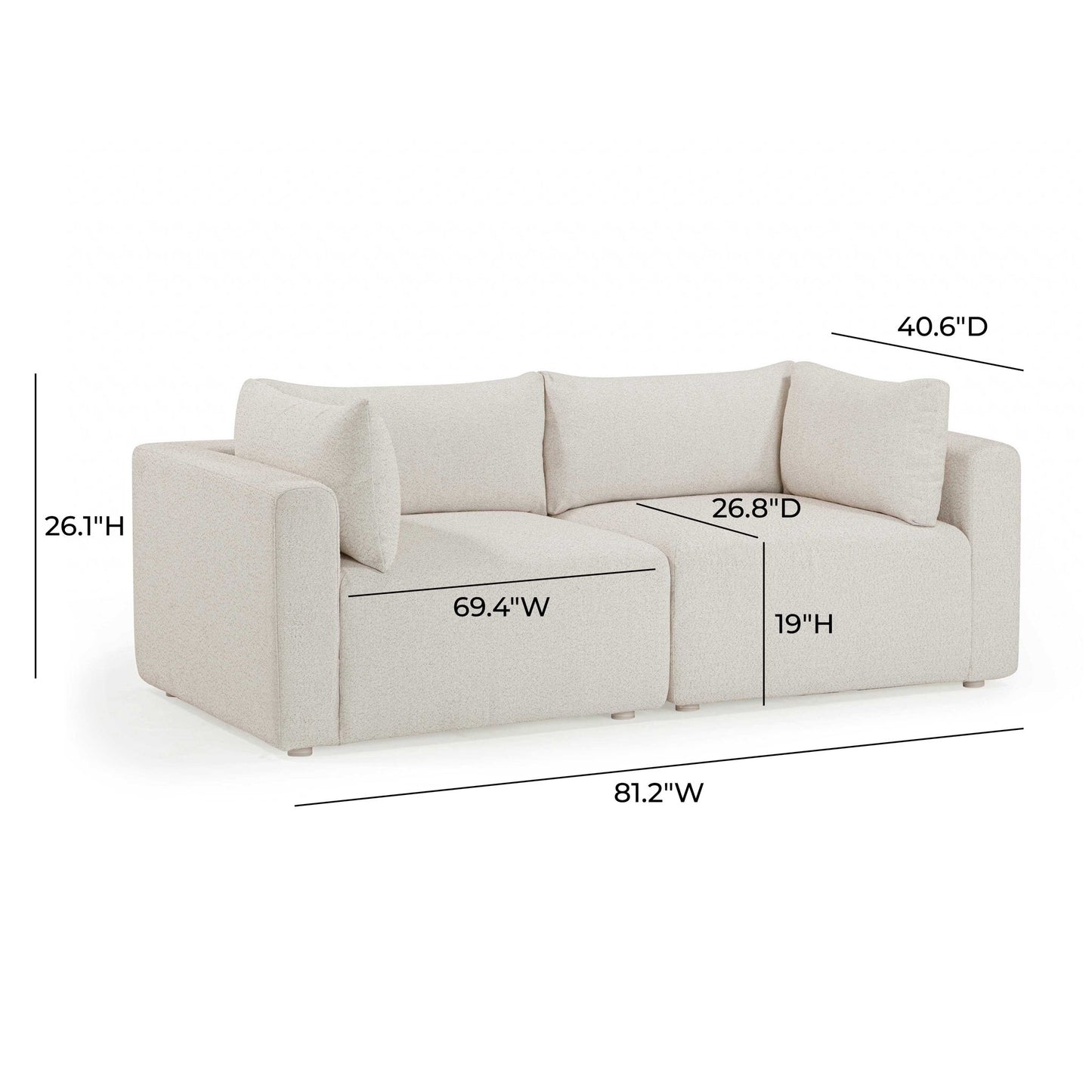 Hangover - Outdoor Modular Loveseat - Cream