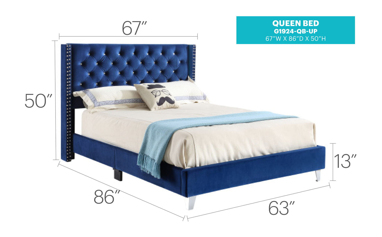 Glory Furniture - Julie - Faux Crystals Tufted Upholstered Bed