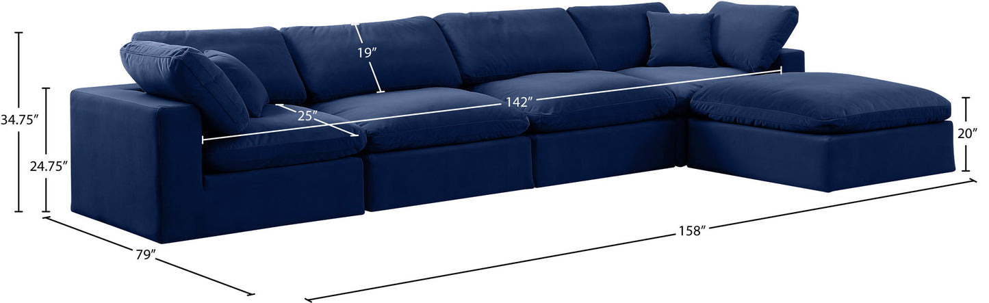 Comfy - 5 Piece Velvet Modular Sectional With Chaise