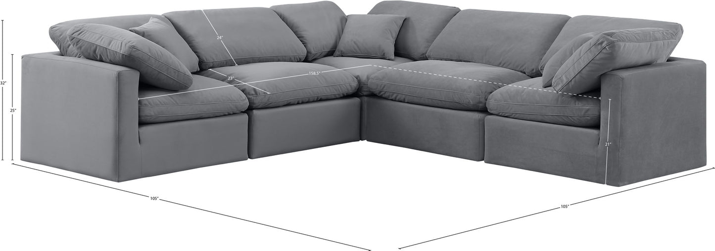Indulge - Velvet 5 Piece Modular Corner Sectional
