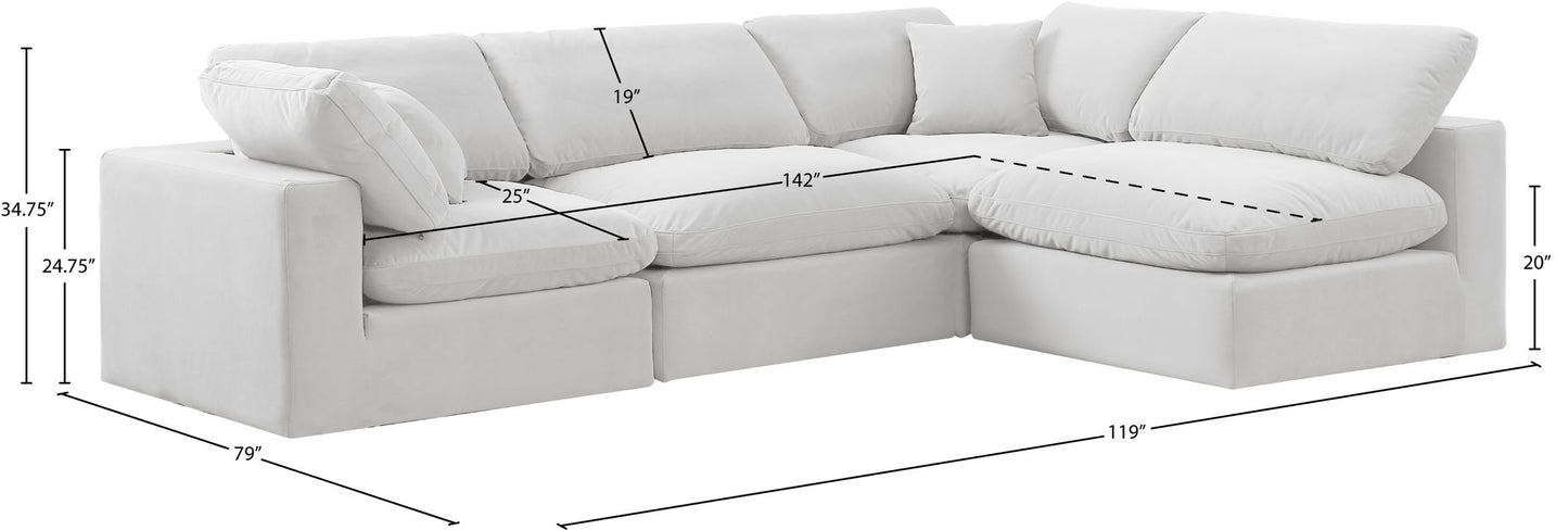 Comfy - 4 Piece Velvet Modular Armless Sectional