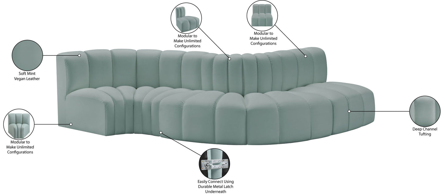 Arc - Faux Leather 5 Piece Modular Sofa