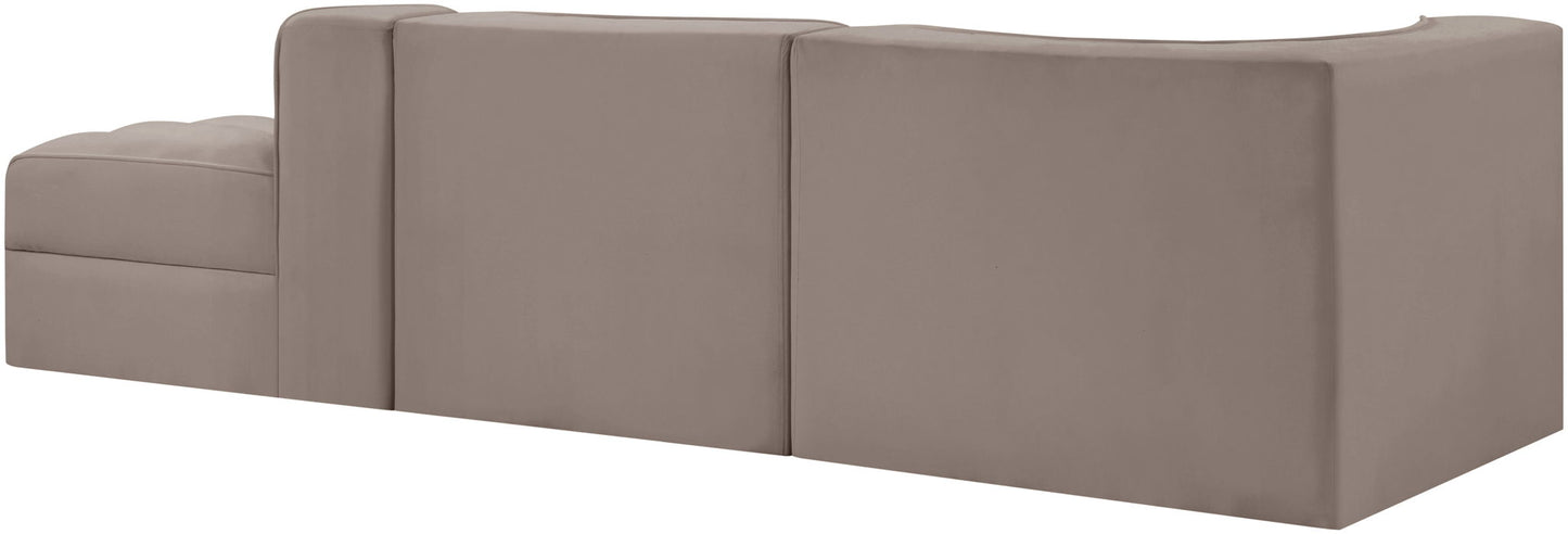 Rummi - Velvet Performance Fabric Upholstered 3 Piece Modular Sectional