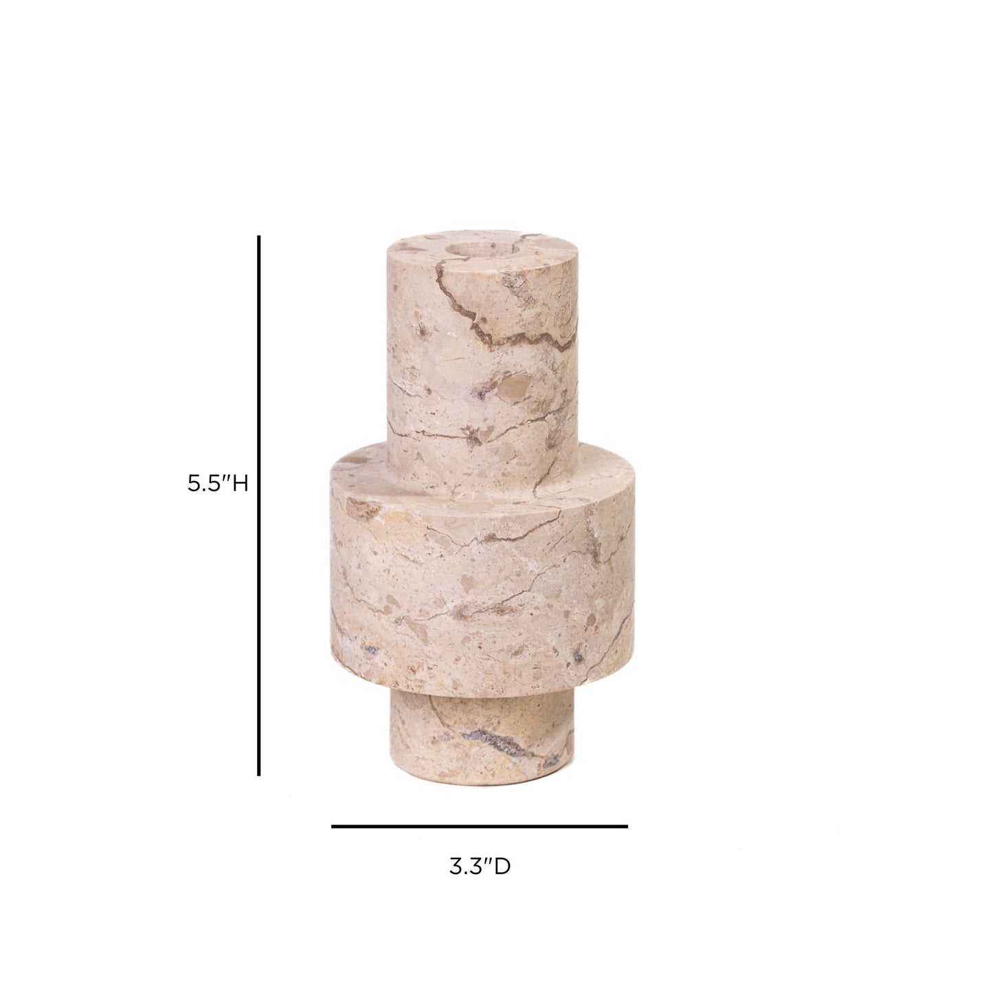 Natural Turned Candle Holder - Travertine