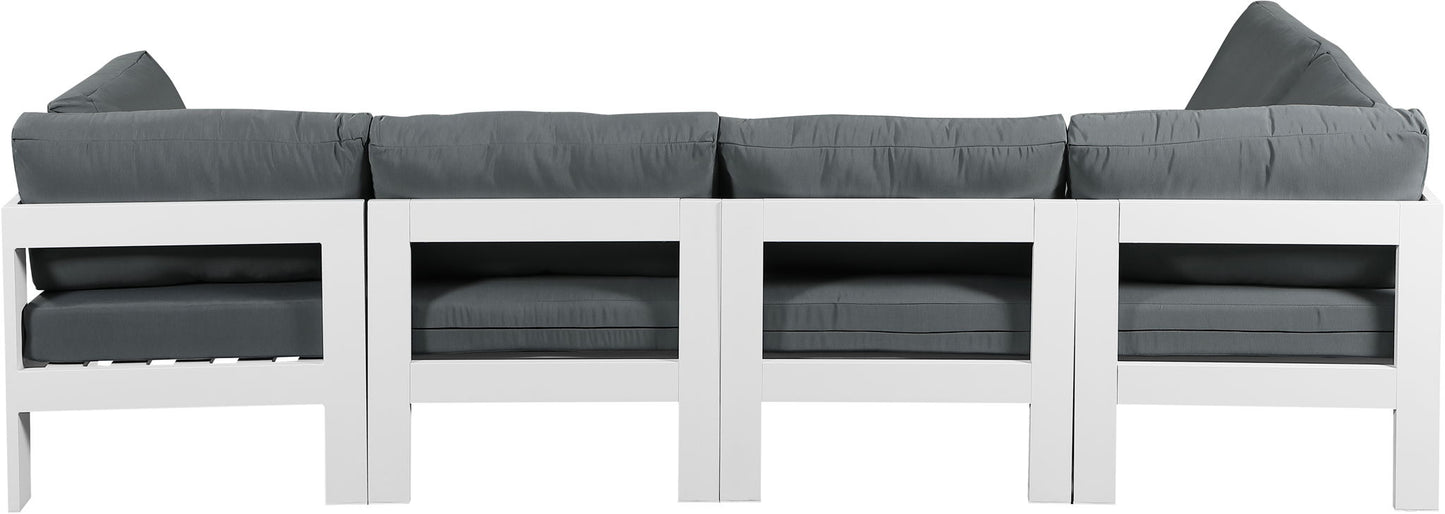 Nizuc - Outdoor Patio 5 Piece Modular Sectional With White Frame