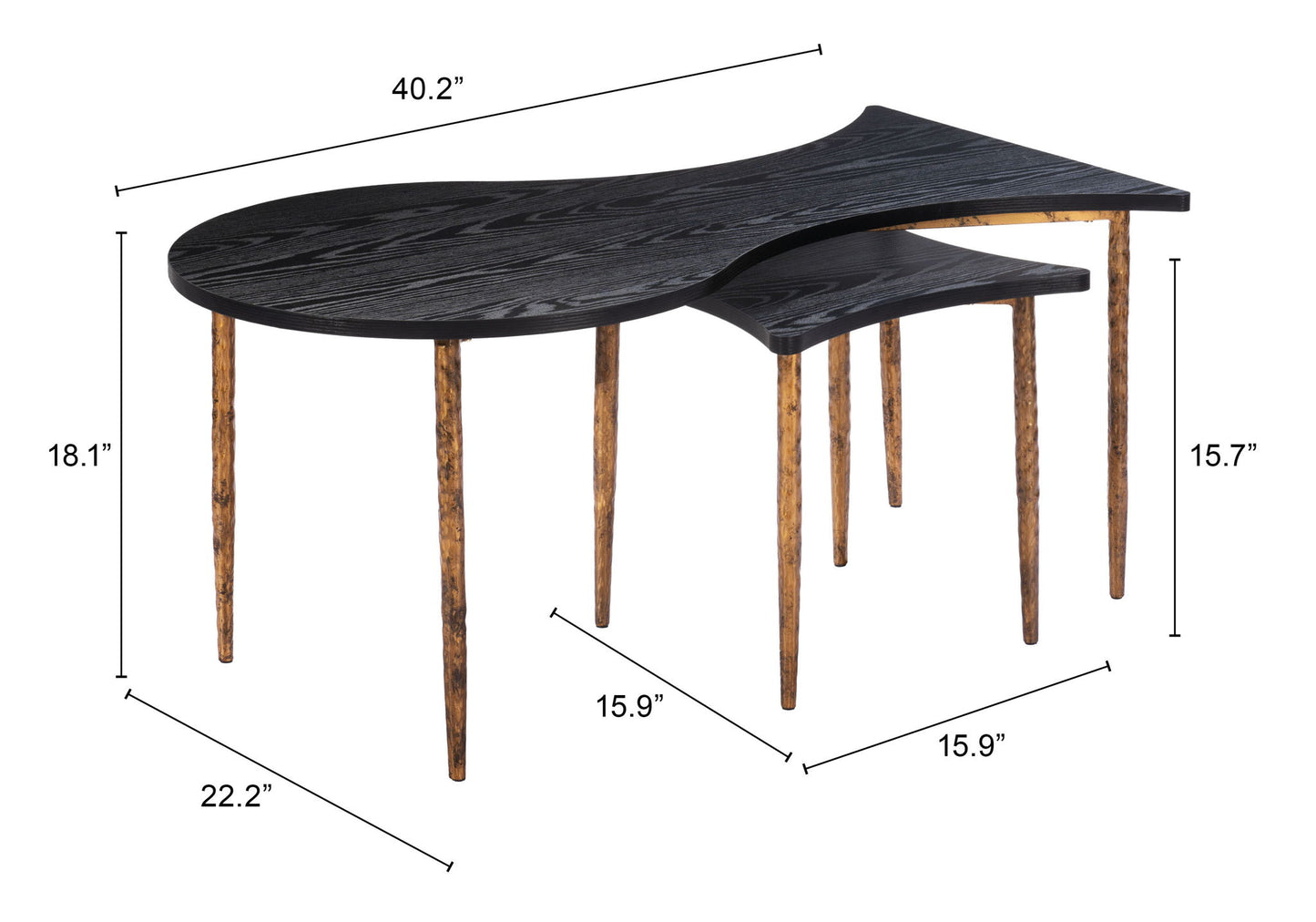 Norden - Coffee Table Set - Black / Bronze