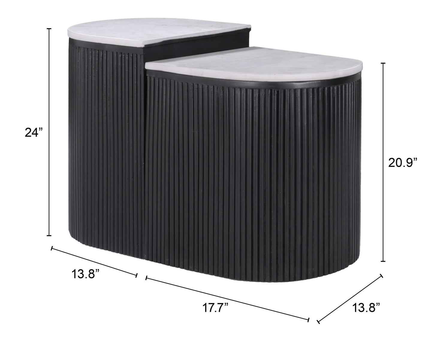 Ormara - Side Table Set - White / Black