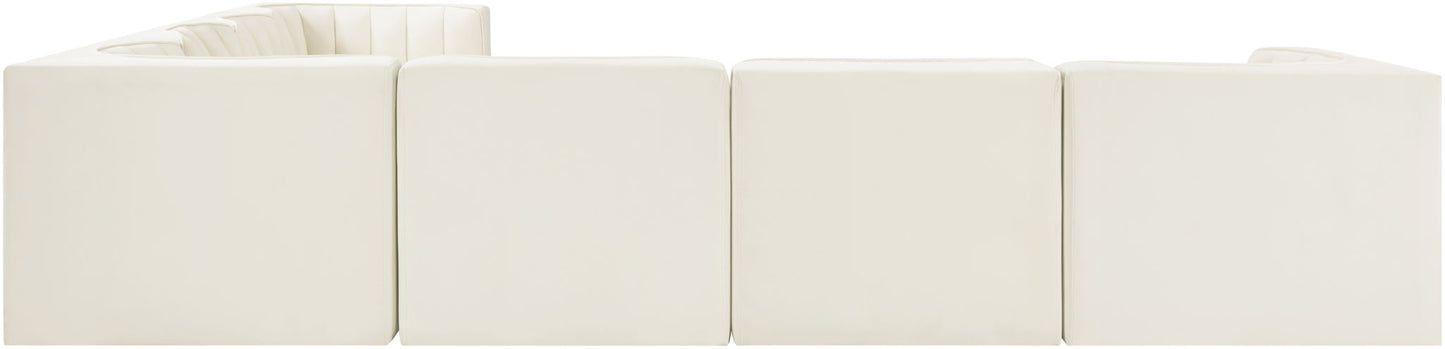 Rummi - Symmetrical Velvet Performance Fabric Upholstered 7 Piece Modular Sectional (With 3 Corner Chairs)