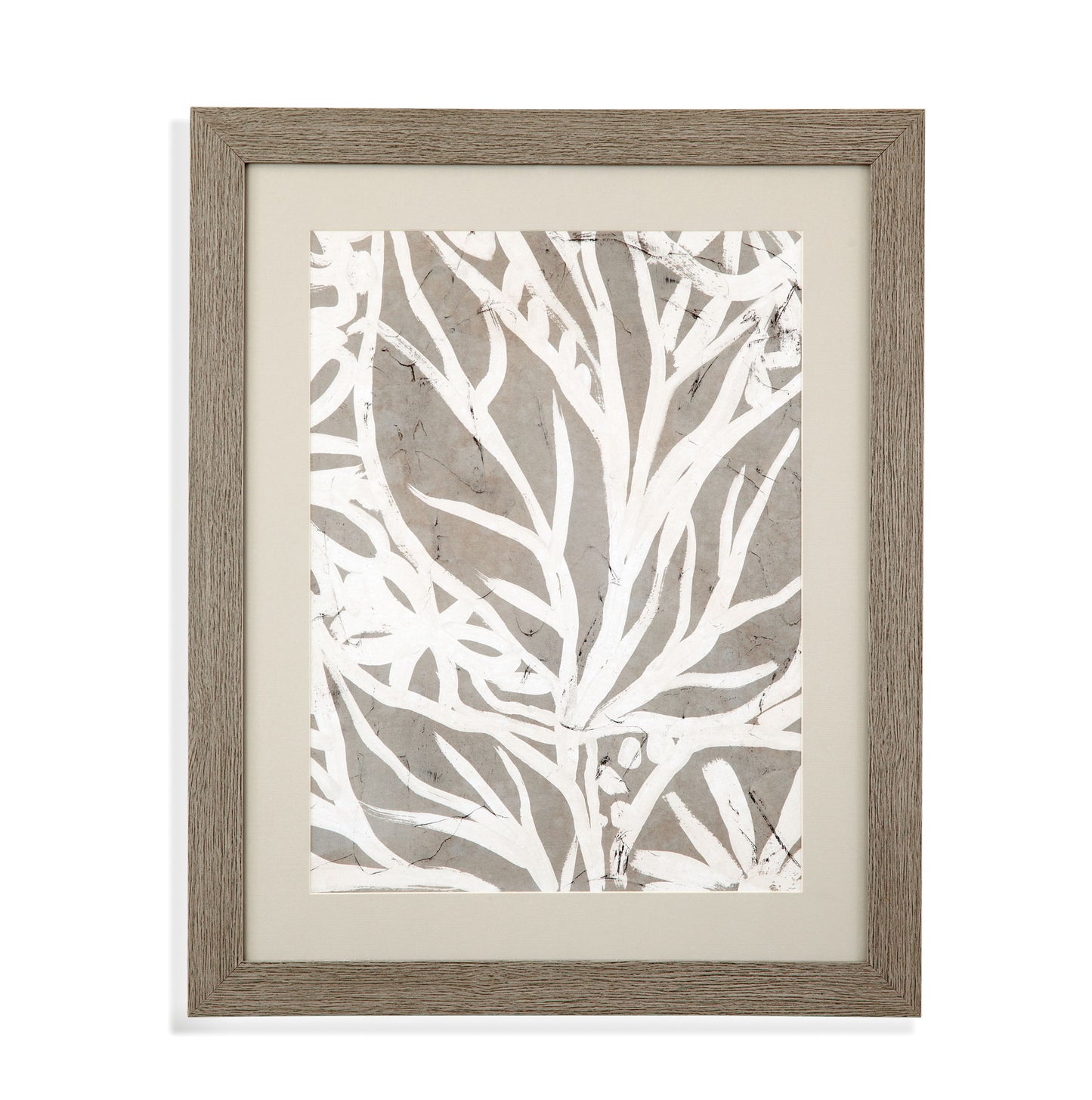 Mudcloth Foliage II Framed Print - Light Brown / Beige