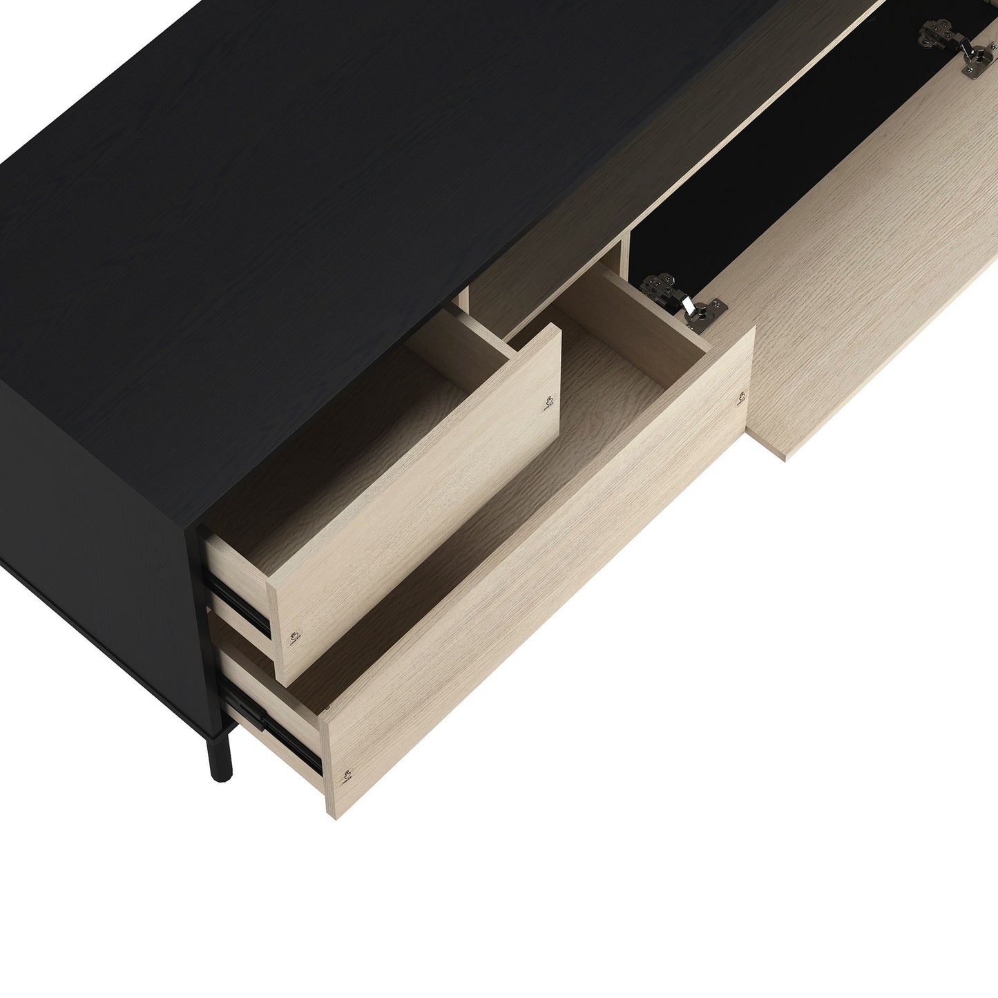 Arvon - 71" TV Stand With Metal Legs - Black and Natural