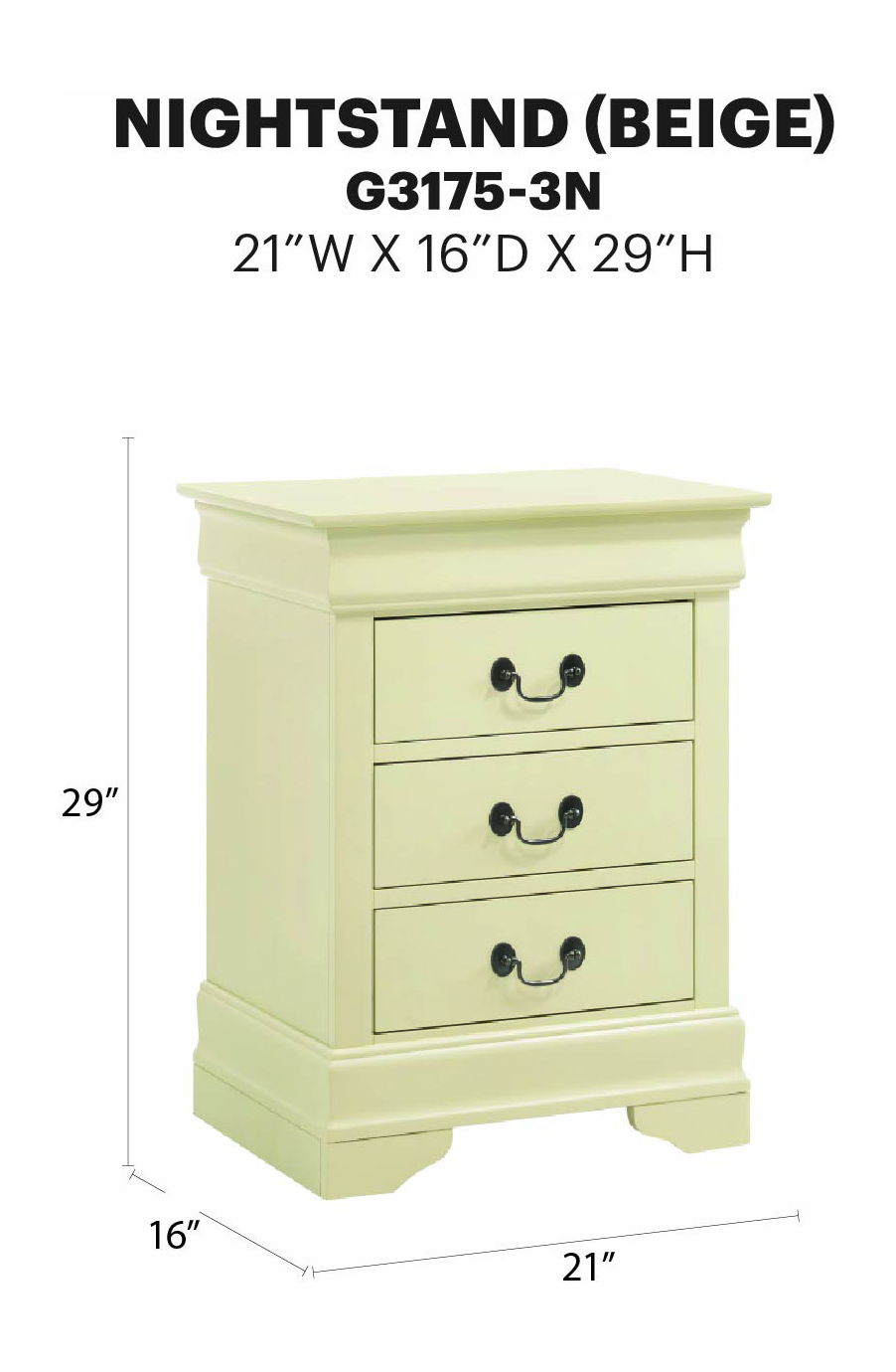 Glory Furniture - Louis Phillipe - Nightstand