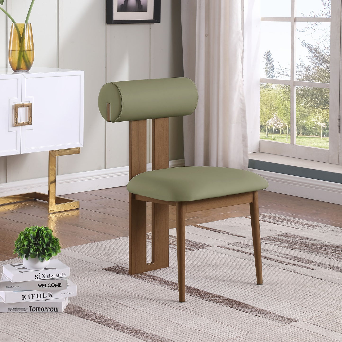 Dario - Faux Leather Dining Chair With Brown Frame (Set of 2)