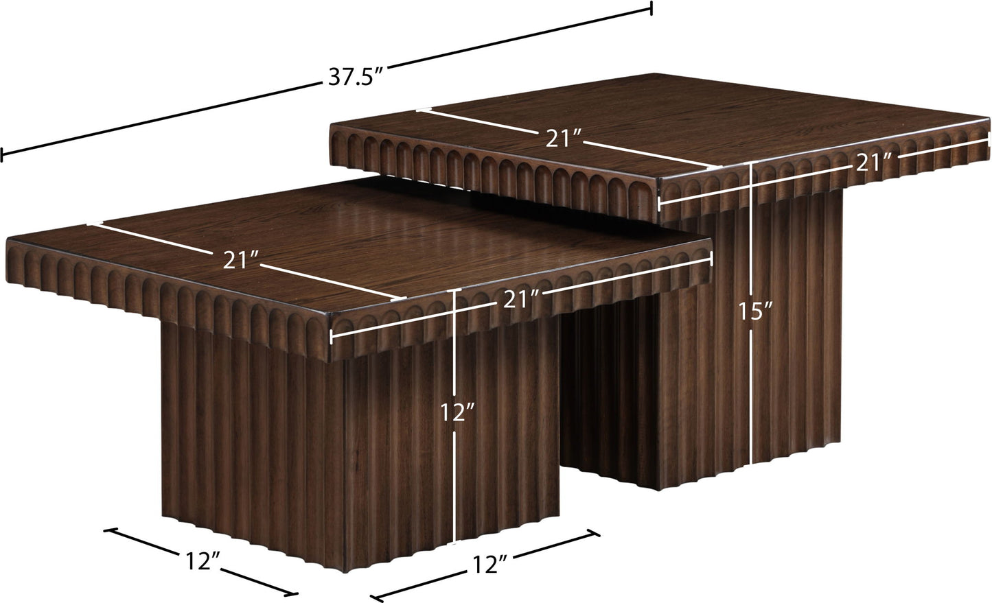 Spencer - 15" Oak Veneer 2 Piece Coffee Table