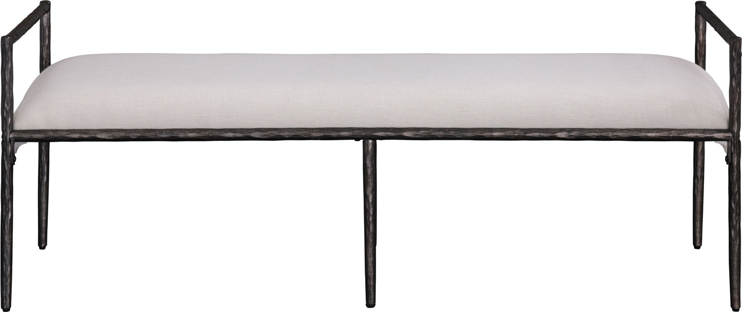 Axis - Linen Textured  Beige Fabric Upholstered Bench