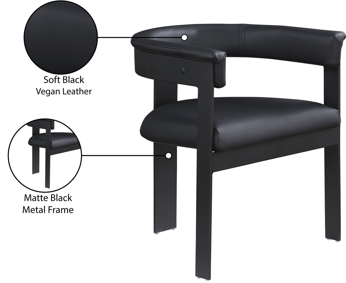 Romeo - Faux Leather Dining Chair With Black Base (Set of 2)