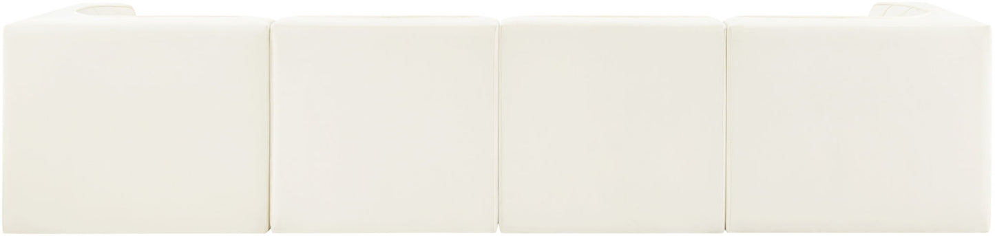 Rummi - Velvet Performance Fabric Upholstered 4 Piece Modular Sofa