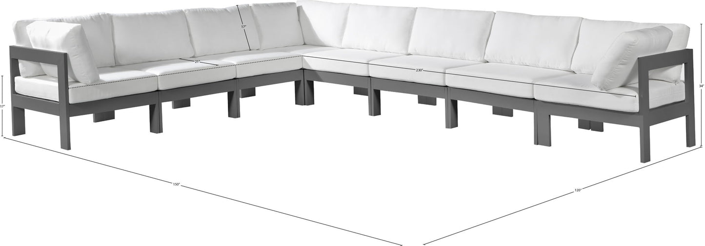 Nizuc - Outdoor Patio 8 Piece Modular Sectional With Gray Frame