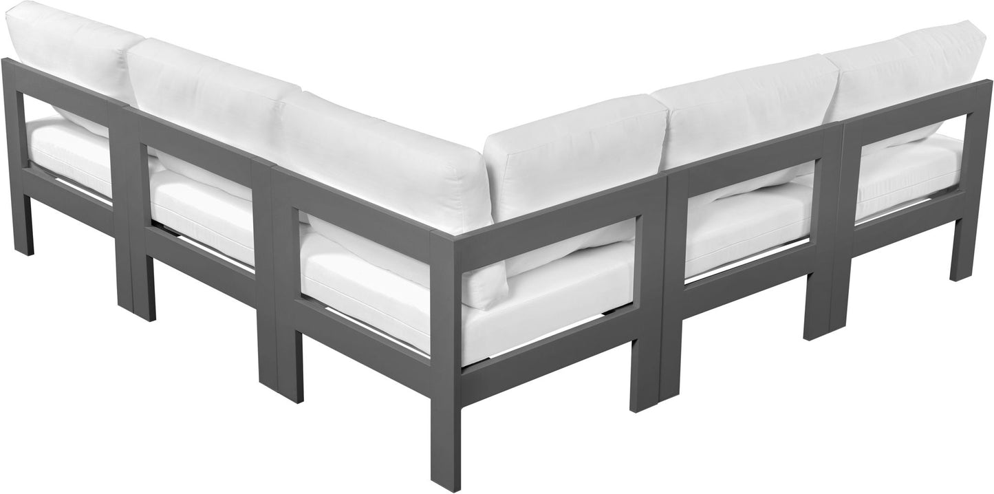 Nizuc - Outdoor Patio 5 Piece Modular Sectional With Gray Frame