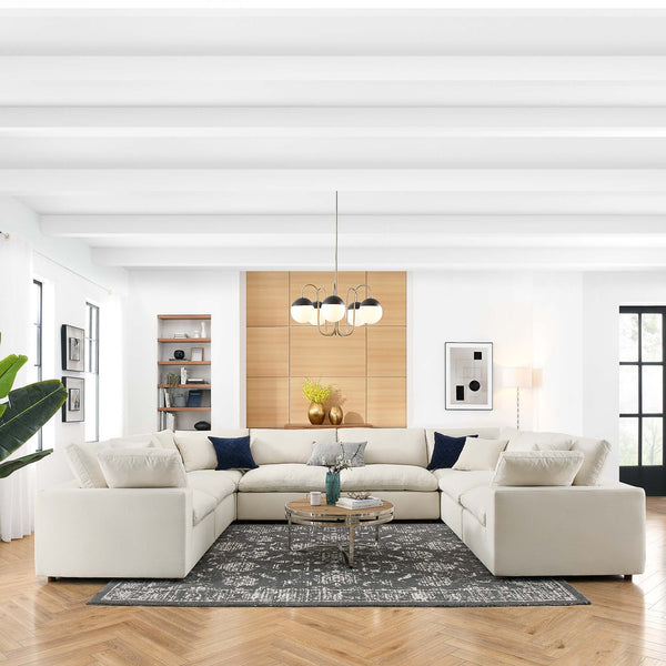 Commix 8-Piece Down Filled Overstuffed Sectional Sofa - Light Beige