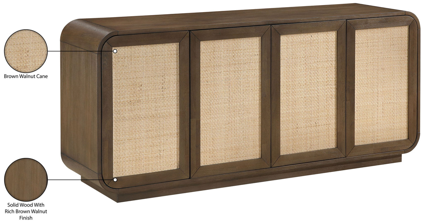 Windsor - Solid Wood And Brown Cane Sideboard / Buffet - Brown