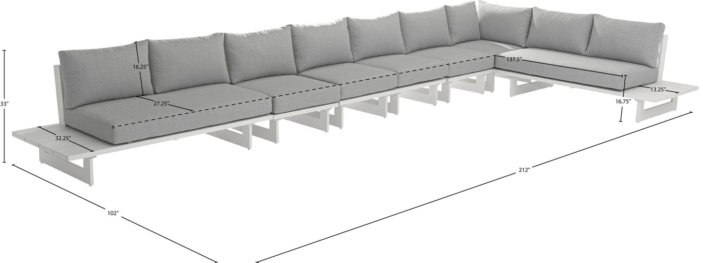 Maldives - 7 Piece Water Resistant Outdoor Patio Modular Sectional With White Base