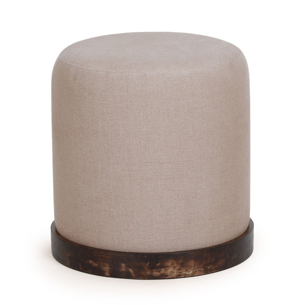 Como - Burl And Cotton Jute Designer Accent Stool - Peach