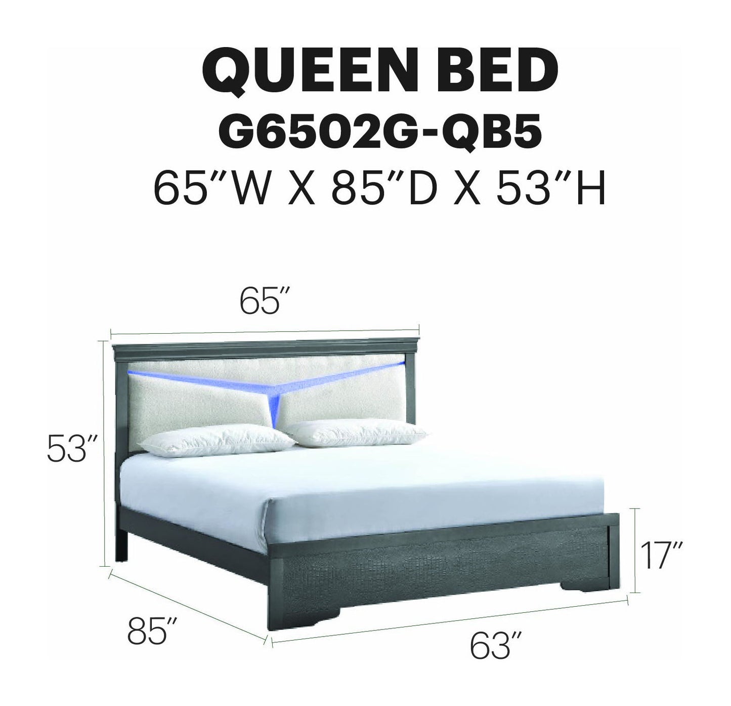 Glory Furniture - Lorana - Bed With LED Headboard