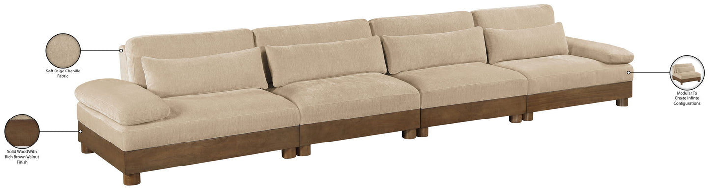 Turin - Chenille Fabric Upholstered Modular Sectional - Beige