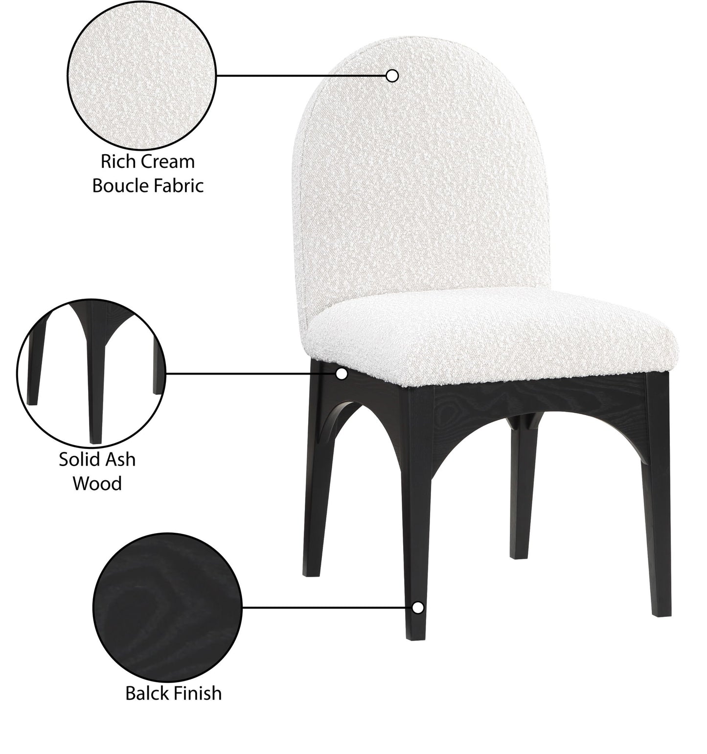 Waldorf - Boucle Dining Side Chair With Black Legs