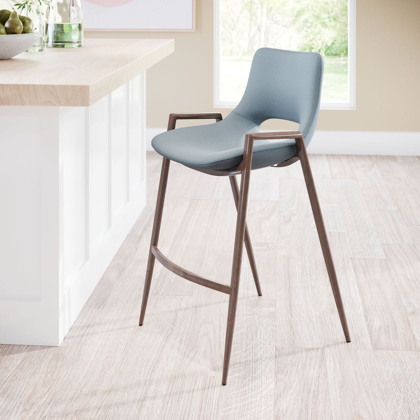 Desi - Counter Stool With Walnut Legs (Set of 2)