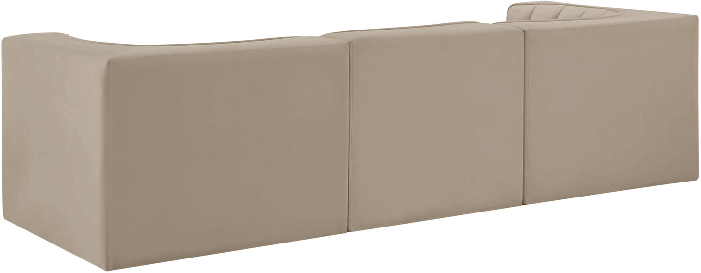 Rummi - Velvet Performance Fabric Upholstered 3 Piece Modular Sofa