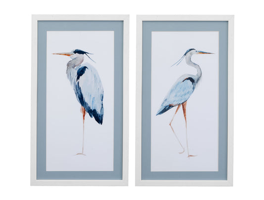 Heron Framed Print (Set of 2) - White
