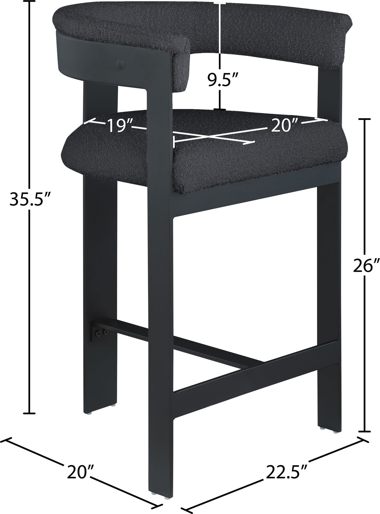 Romeo - Boucle Counter Stool With Black Base (Set of 2)