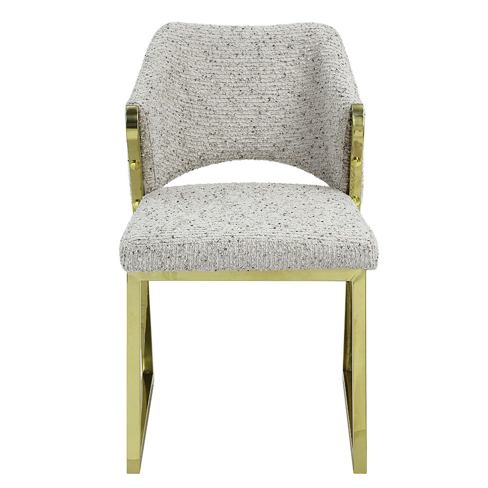 Galdesa - Side Chair (Set of 2) - Teddy Sherpa & Mirrored Gold