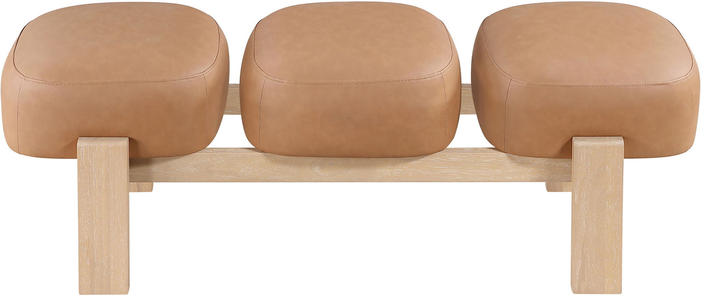 Woodcrest - Vegan Leather Upholstered Bench - Painted Natural Base