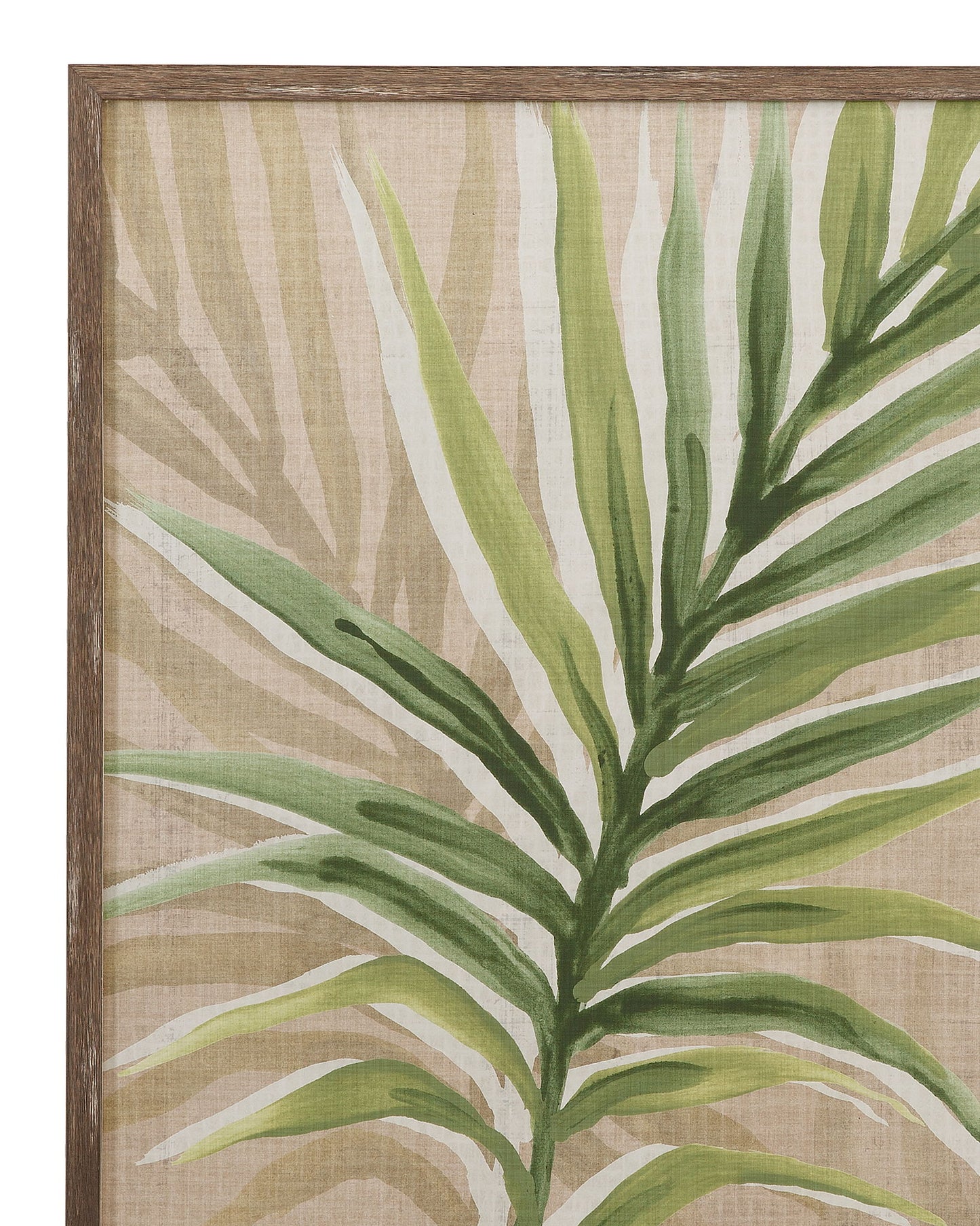 Burlap Palm Frond Framed Print (Set of 2) - Light Brown / Green