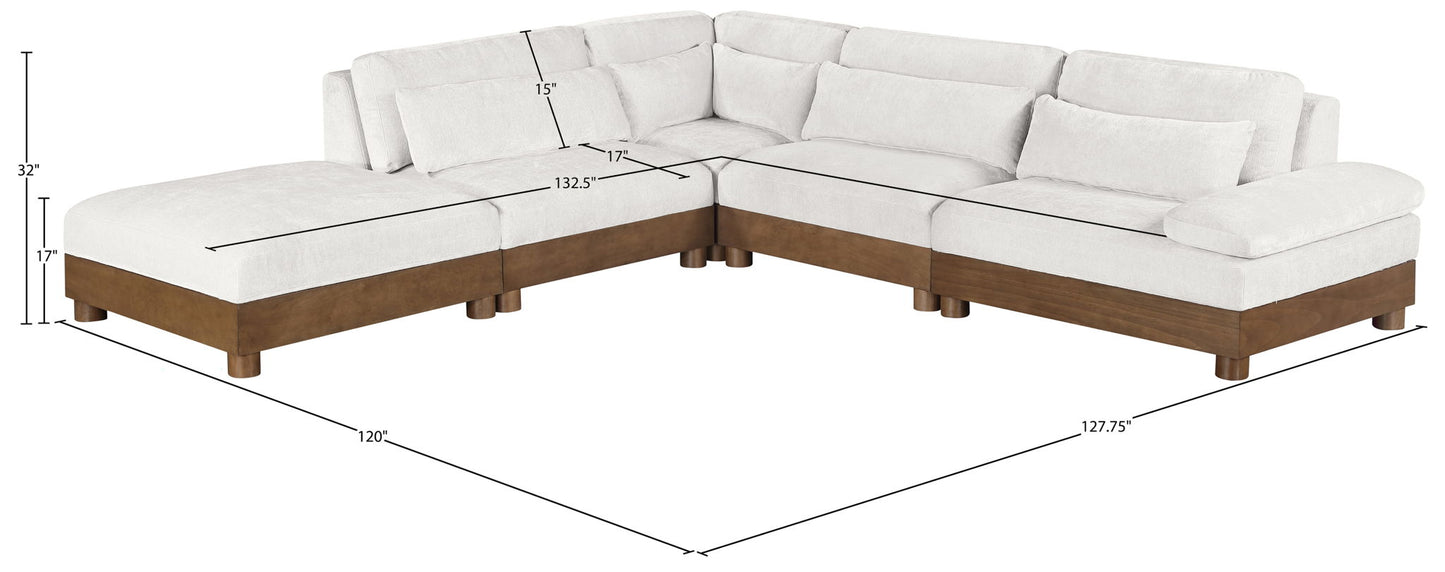 Turin - Chenille Fabric Upholstered Modular Sectional - Cream