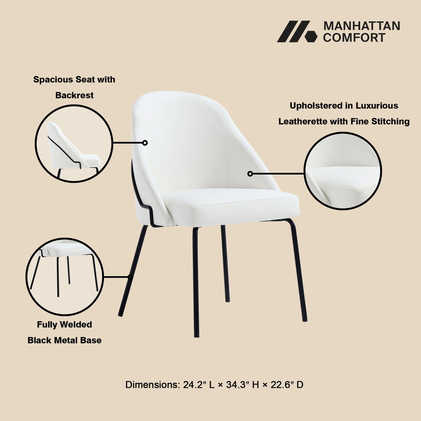 Manhattan Gracie - Dining Chair With Black Legs